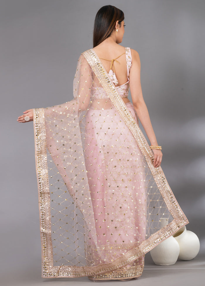 Pink Organza Saree With Blouse Piece