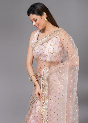 Pink Organza Saree With Blouse Piece