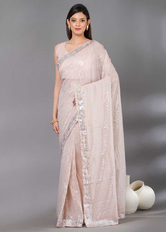 Peach Georgette Saree With Blouse Piece