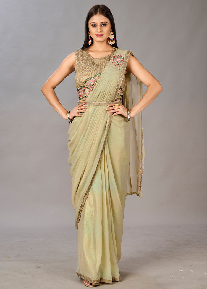 Light Green Georgette Saree With Blouse Piece