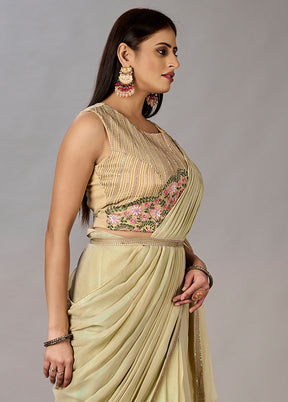 Light Green Georgette Saree With Blouse Piece