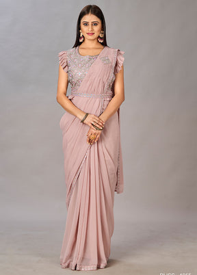 Light Pink Georgette Saree With Blouse Piece