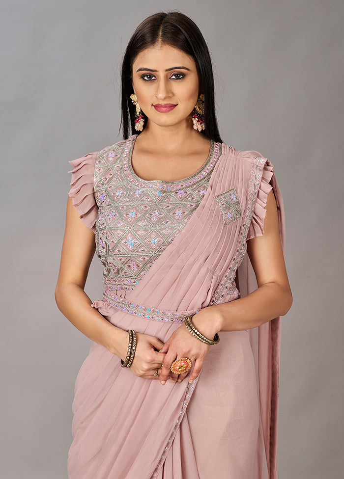 Light Pink Georgette Saree With Blouse Piece