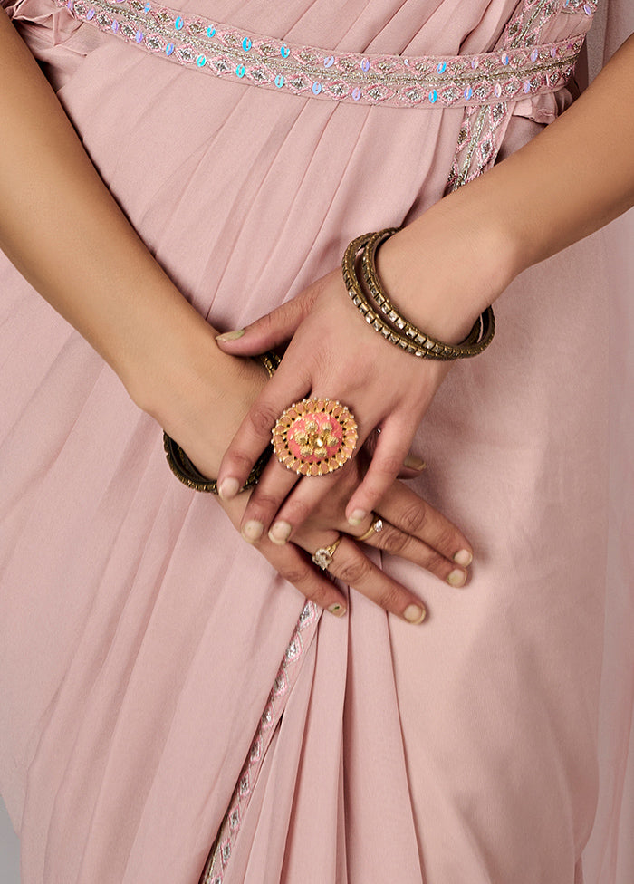 Light Pink Georgette Saree With Blouse Piece