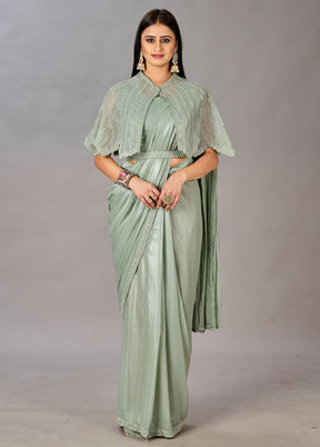 Olive Green Georgette Saree With Blouse Piece