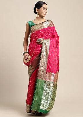 Pink Dupion Silk Saree With Blouse Piece