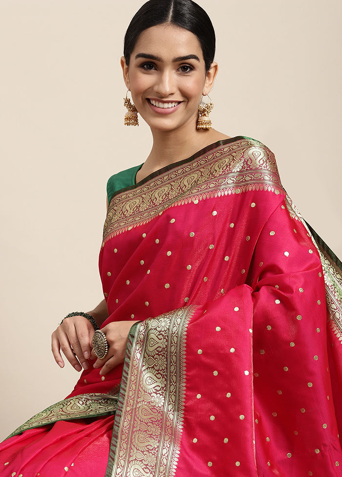 Pink Dupion Silk Saree With Blouse Piece