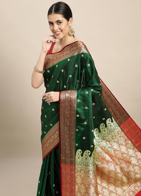 Green Dupion Silk Saree With Blouse Piece