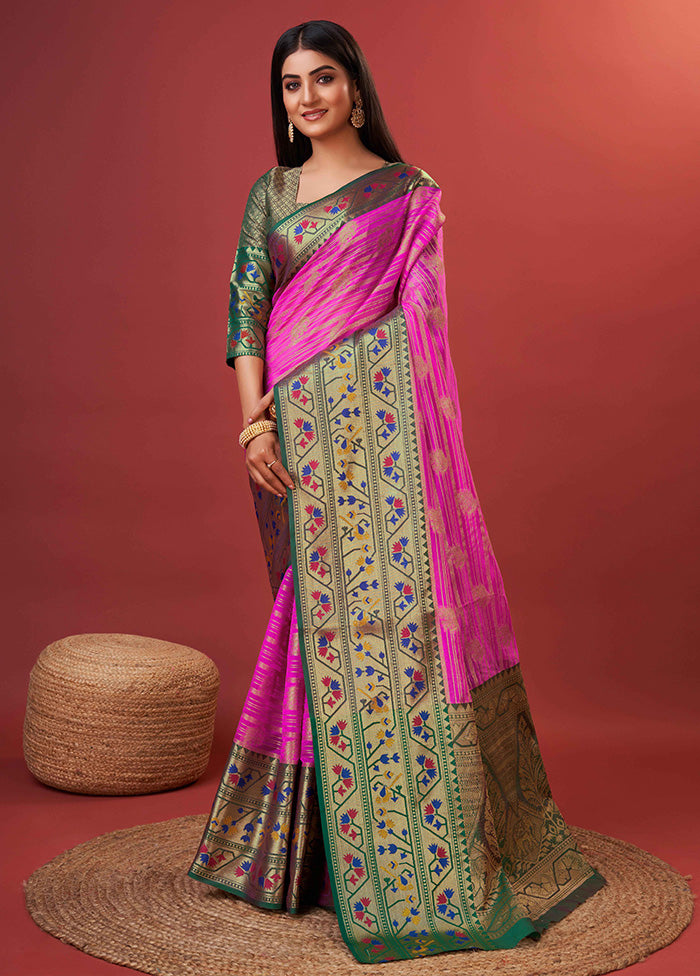 Pink Dupion Silk Saree With Blouse Piece