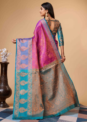 Purple Dupion Silk Saree With Blouse Piece