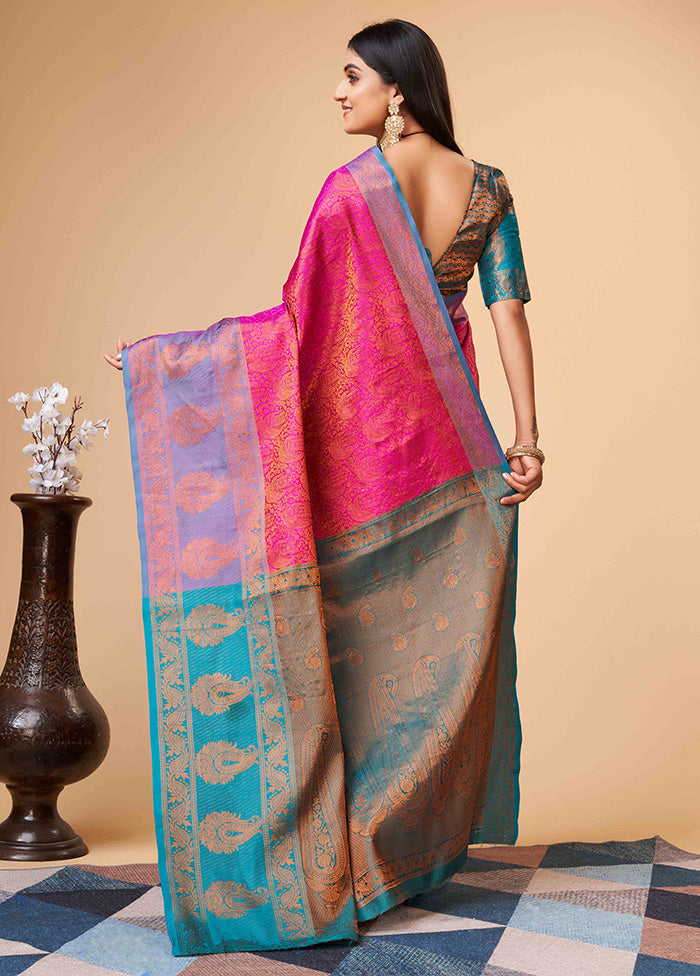 Wine Dupion Silk Saree With Blouse Piece