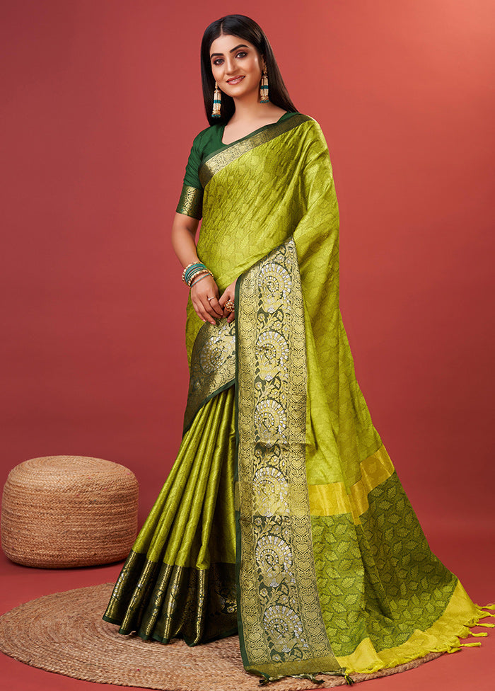 Lemon Cotton Saree With Blouse Piece