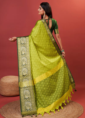 Lemon Cotton Saree With Blouse Piece