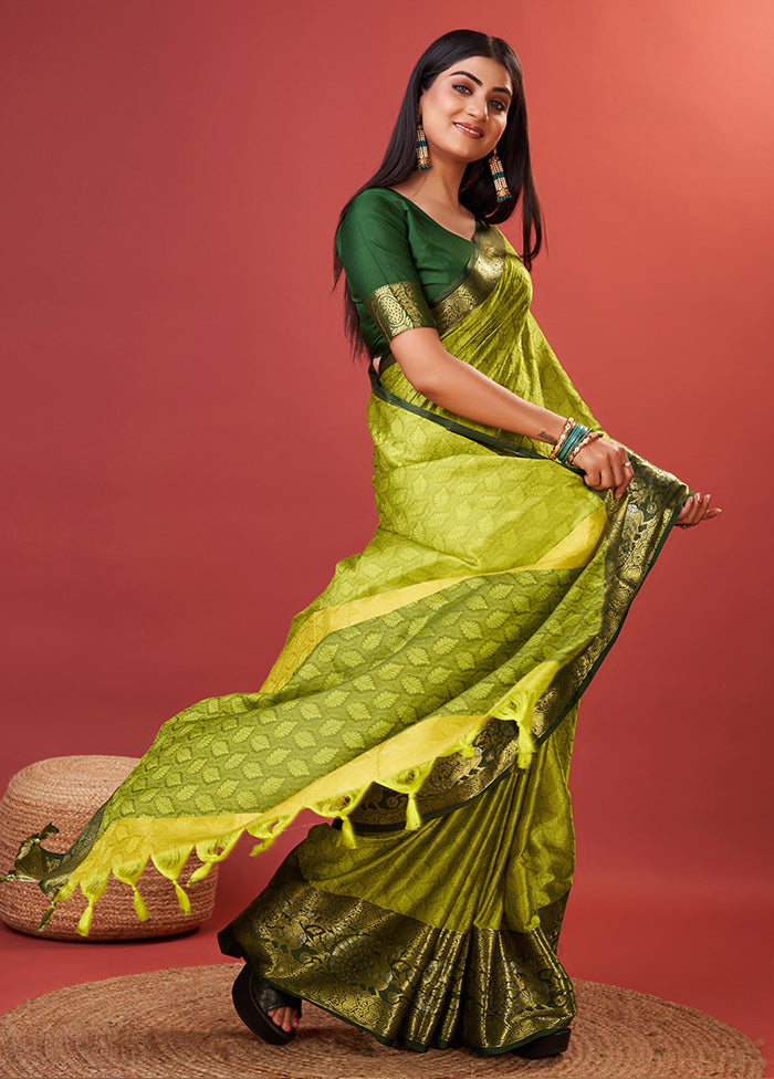 Lemon Cotton Saree With Blouse Piece