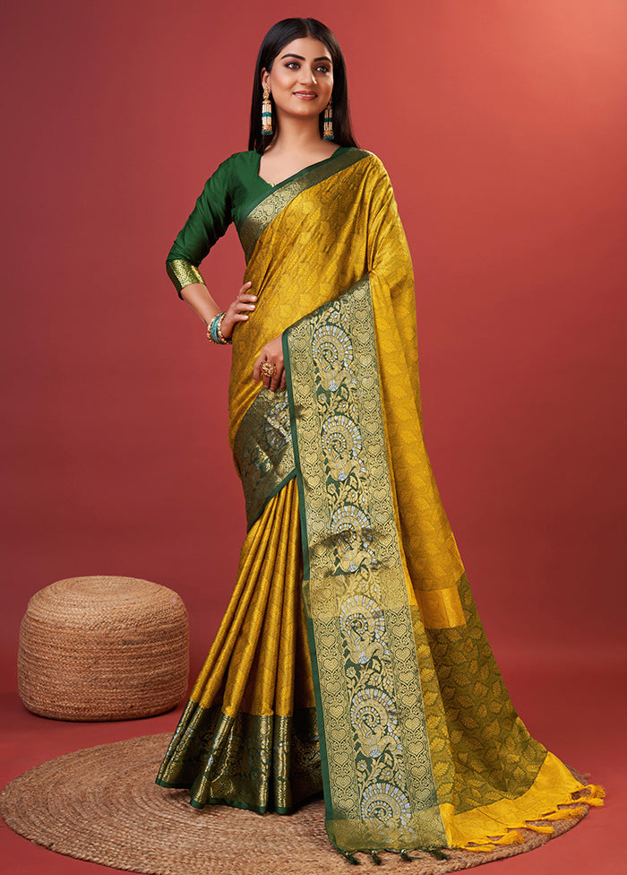 Mustard Cotton Saree With Blouse Piece