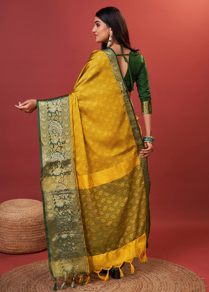 Mustard Cotton Saree With Blouse Piece