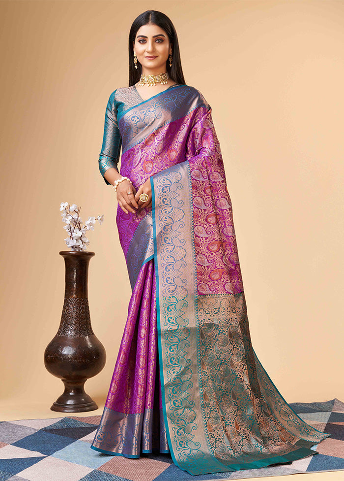 Wine Dupion Silk Saree With Blouse Piece