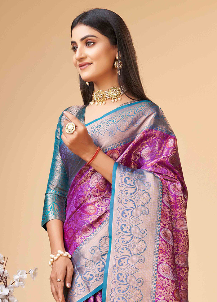 Wine Dupion Silk Saree With Blouse Piece