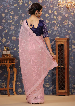 Light Pink Georgette Saree With Blouse Piece