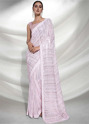 Pink Georgette Saree With Blouse Piece