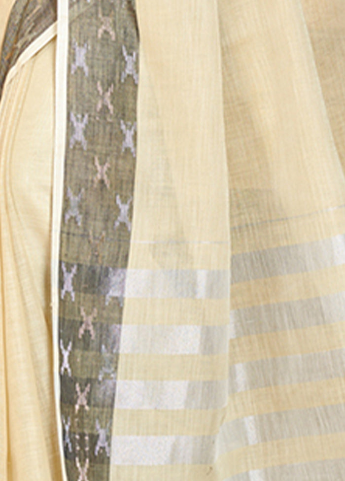 Beige Spun Silk Saree With Blouse Piece