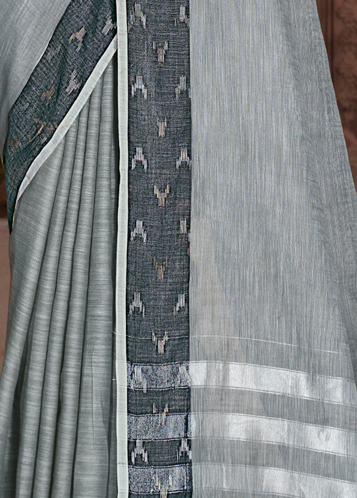 Grey Silk Saree With Blouse Piece