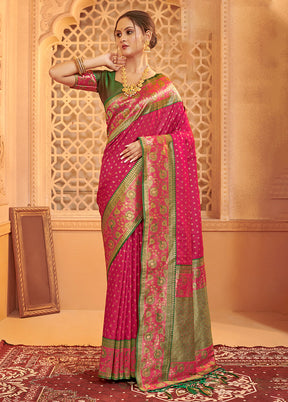 Pink Spun Silk Saree With Blouse Piece