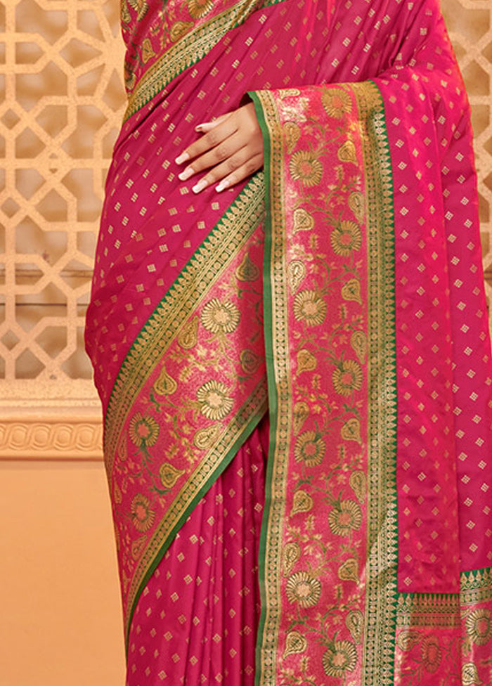 Pink Spun Silk Saree With Blouse Piece