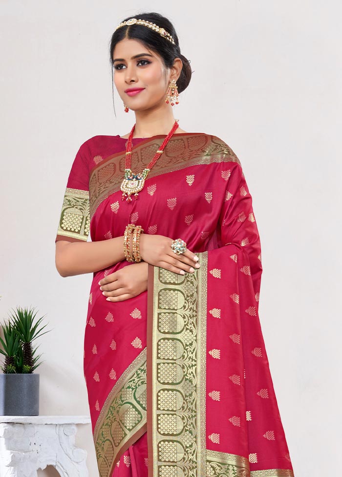 Pink Spun Silk Saree With Blouse Piece