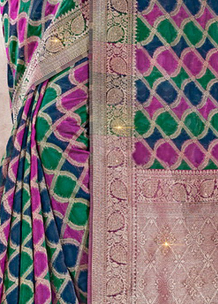 Dark Pink Organza Saree With Blouse Piece