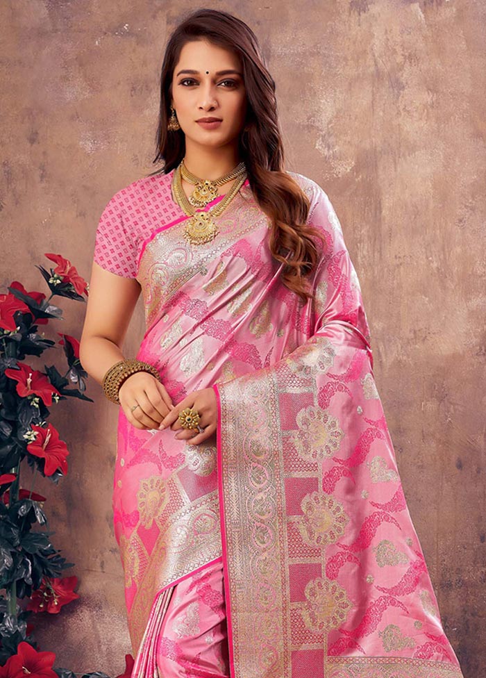 Magenta South Silk Saree With Blouse Piece