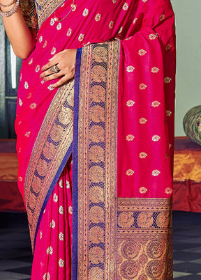 Magenta Spun Silk Saree With Blouse Piece