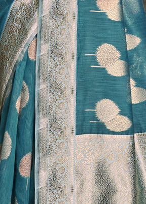 Sea Green Cotton Saree With Blouse Piece