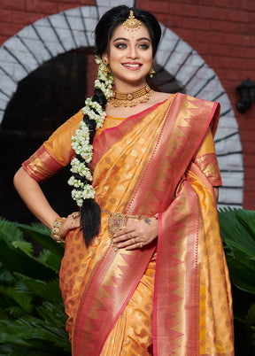 Mustard Spun Silk Saree With Blouse Piece