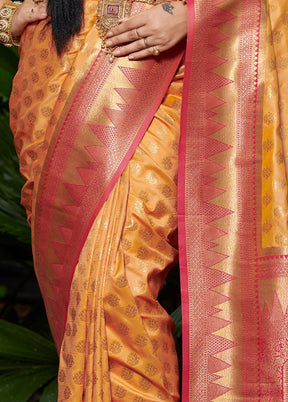 Mustard Spun Silk Saree With Blouse Piece