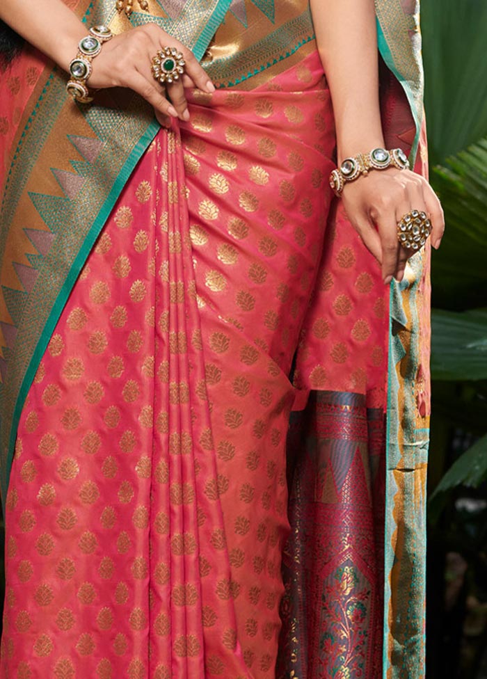 Pink Spun Silk Saree With Blouse Piece