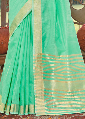 Sea Green Cotton Saree With Blouse Piece