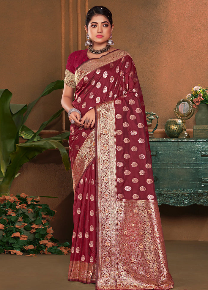 Red Dupion Silk Saree With Blouse Piece