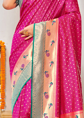 Magenta Spun Silk Saree With Blouse Piece