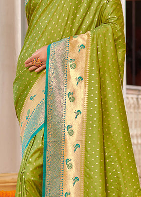 Light Green Spun Silk Saree With Blouse Piece