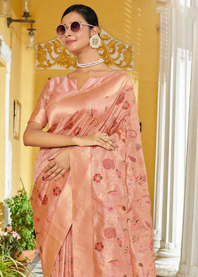 Light Pink Spun Silk Saree With Blouse Piece