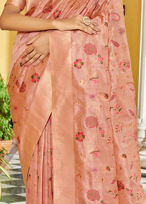 Light Pink Spun Silk Saree With Blouse Piece