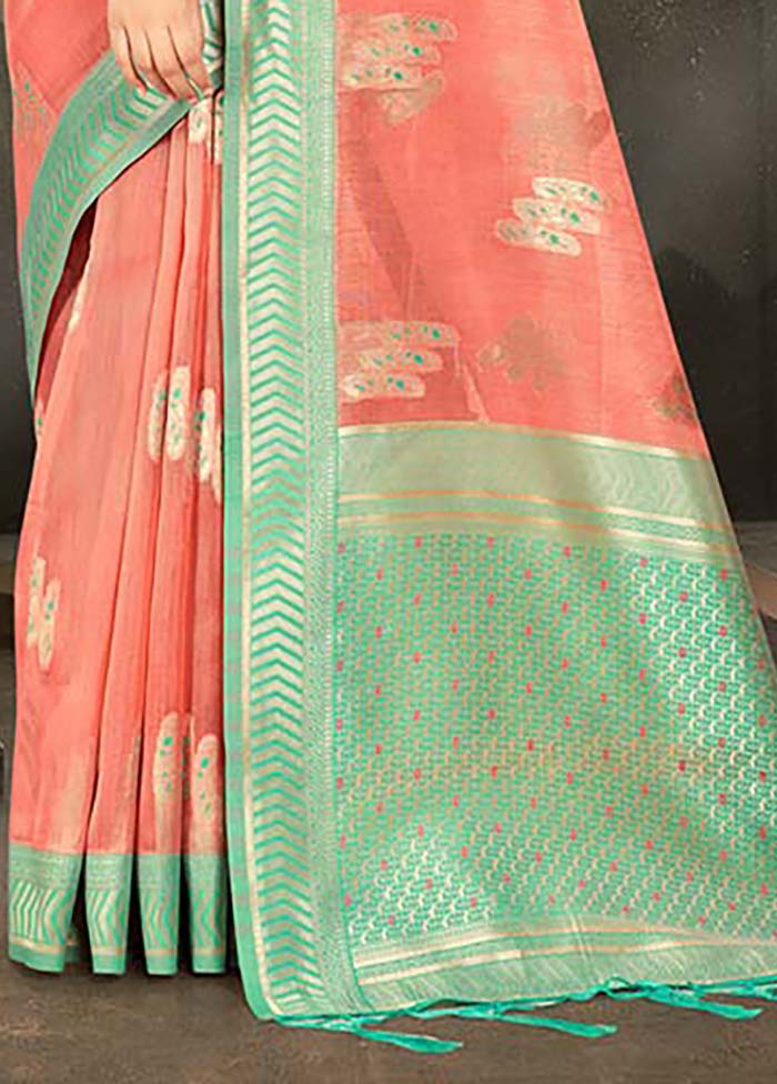 Pink Cotton Saree With Blouse Piece