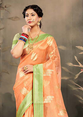 Orange Cotton Saree With Blouse Piece