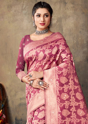 Magenta Organza Saree With Blouse Piece