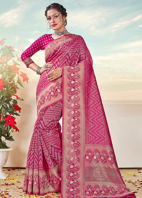 Pink Organza Saree With Blouse Piece