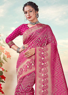 Pink Organza Saree With Blouse Piece