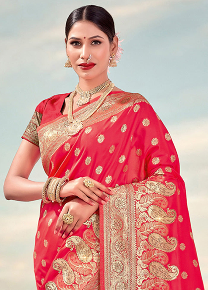 Pink Spun Silk Saree With Blouse Piece