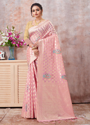 Pink Kota Cotton Saree With Blouse Piece