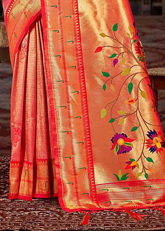 Pink Spun Silk Saree With Blouse Piece